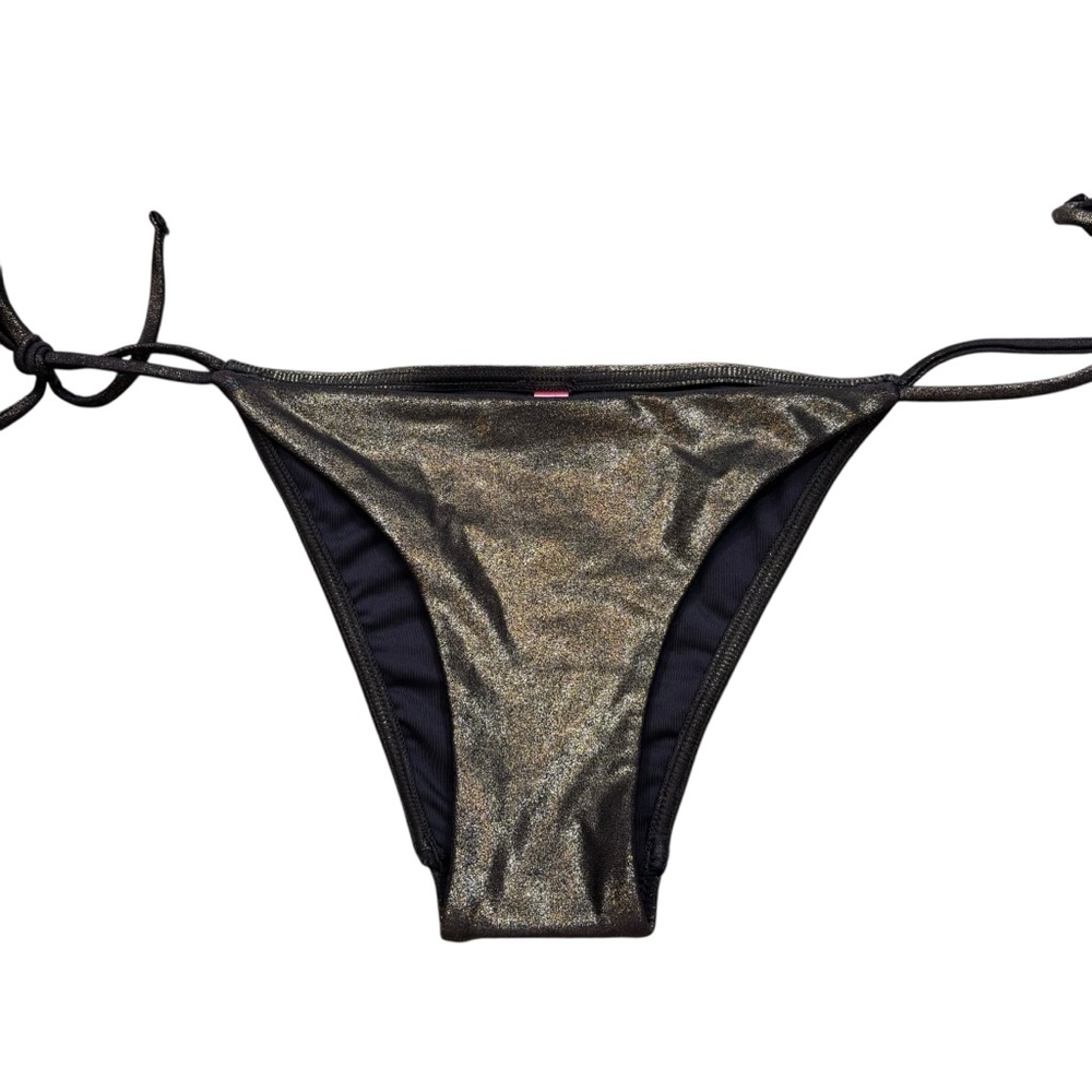 Brand new without Tags Victoria’s Secret Gold and Black Metallic Bikini Bottom S